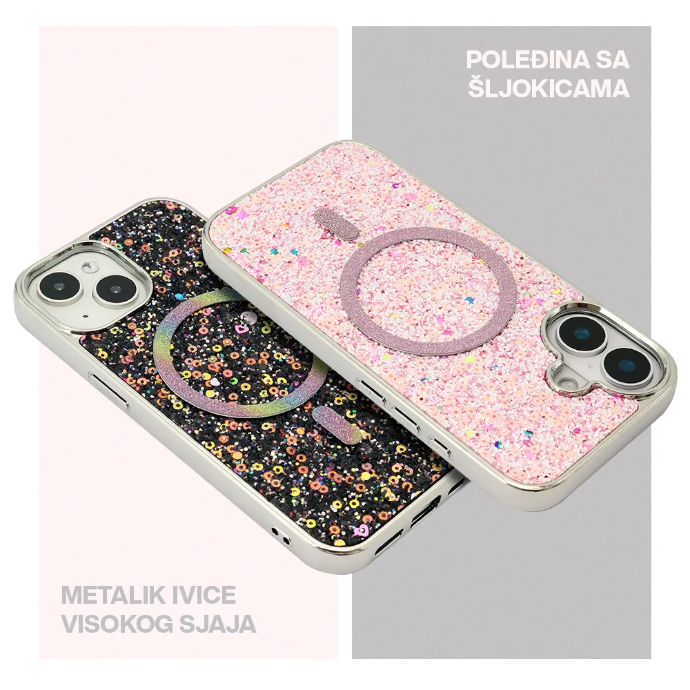 Futrola GLAM GLOW MagSafe za iPhone 16 Pro Max (6.9) crna