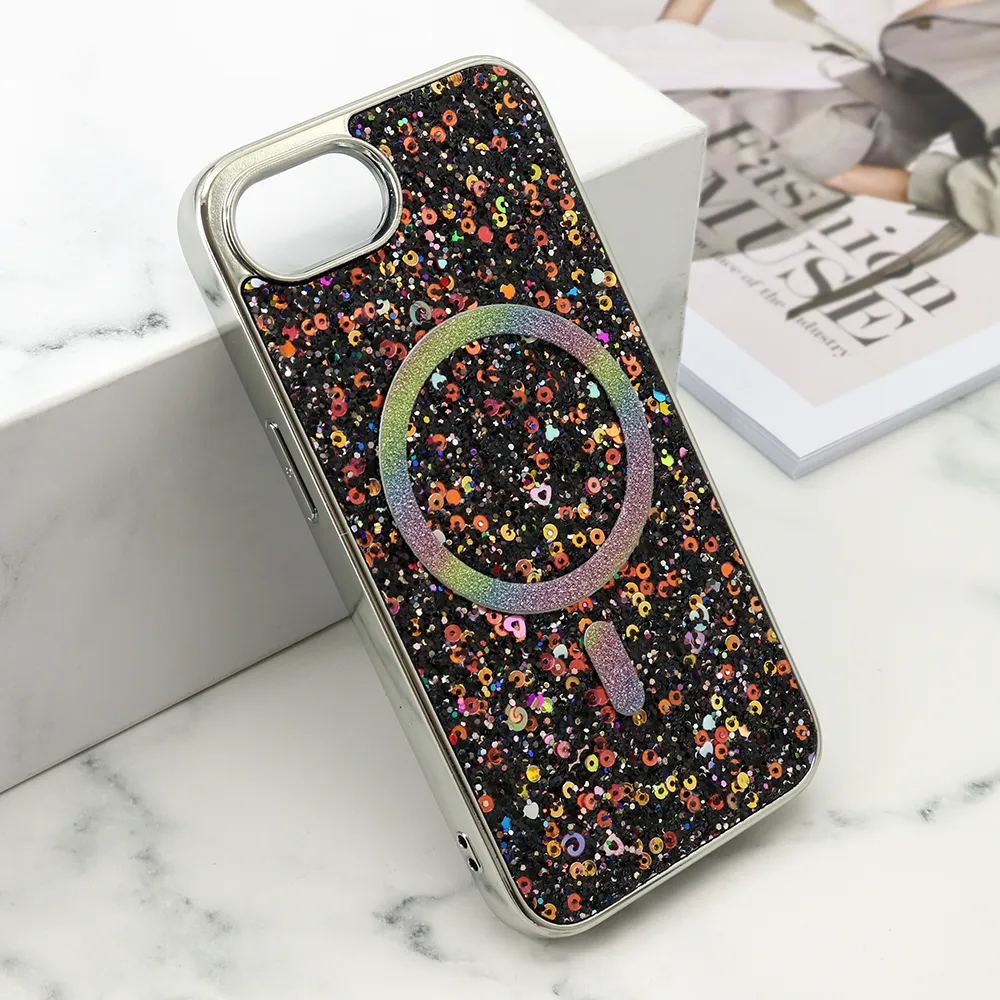 Futrola GLAM GLOW MagSafe za iPhone 16E (6.1) crna