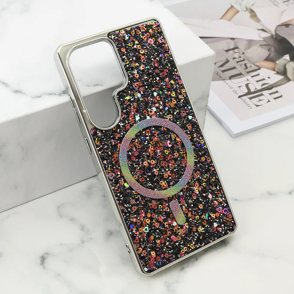 Futrole GLAM GLOW MagSafe za Samsung S938B Galaxy S25 Ultra 5G crna