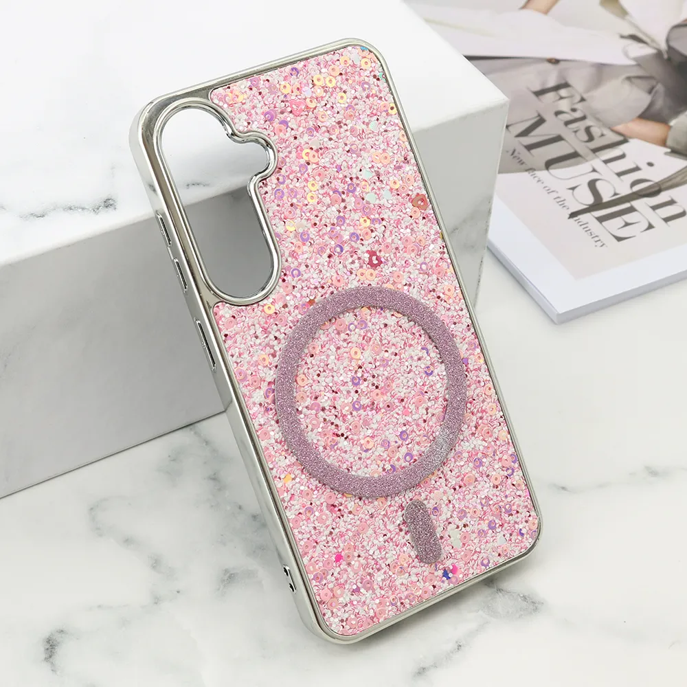 Futrole GLAM GLOW MagSafe za Samsung S921B/S931B Galaxy S24 5G/S25 5G roze