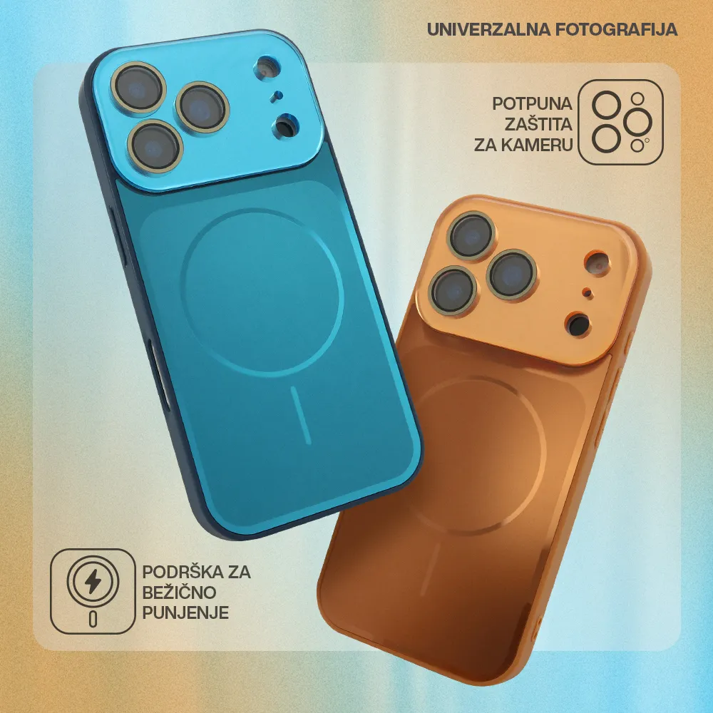 Futrola COLOR METAL MagSafe II za iPhone 17 (6.3) srebrna