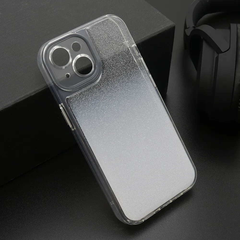 Futrola OMBRE GLITTER za iPhone 15 (6.1) bela