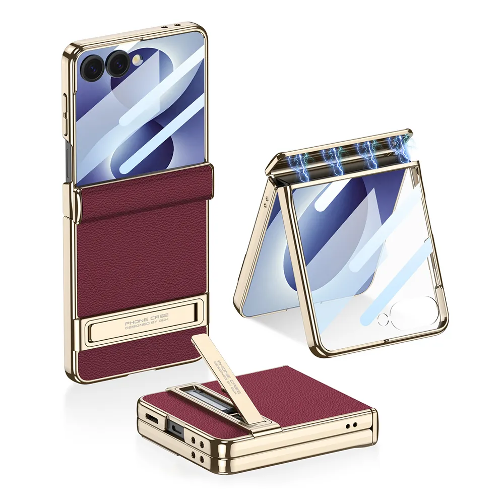 Futrola Luxury Leather Case with Kickstand za Samsung F776B Galaxy Z Flip 8 5G bordo (GKK case)