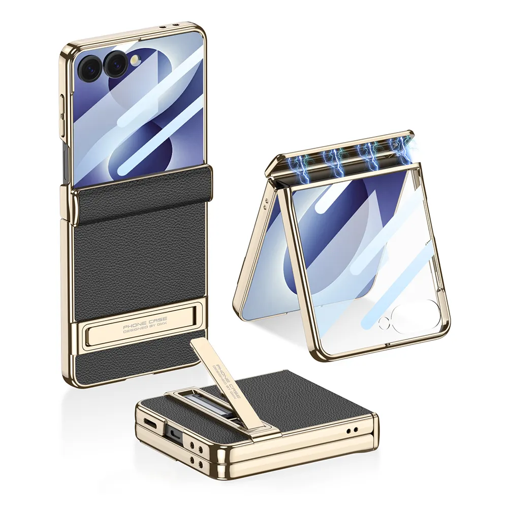 Futrola Luxury Leather Case with Kickstand za Samsung F776B Galaxy Z Flip 8 5G crna (GKK case)