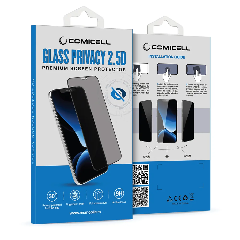 Folija za zastitu ekrana GLASS PRIVACY 2.5D full glue za iPhone 17 (6.3) crna
