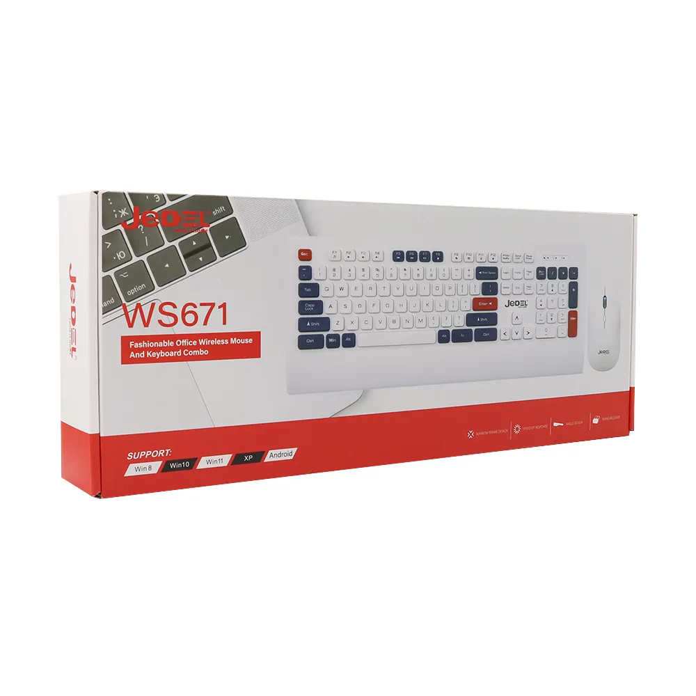 Tastatura bezicna i mis bezicni WS671 belo-plava JEDEL