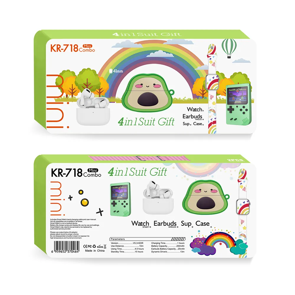 KARLER BASS K718-Combo set (mini watch, konzola, TWS Bluetooth Slusalice + futrola za slusalice Avocado)