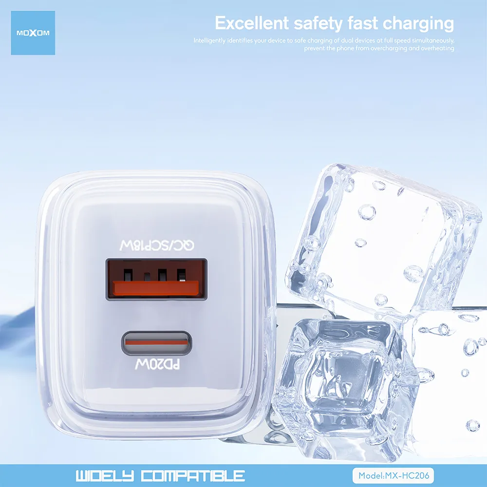 Kucni punjac Moxom MX-HC206 18W FAST PD 20W Type C na lightning sivi