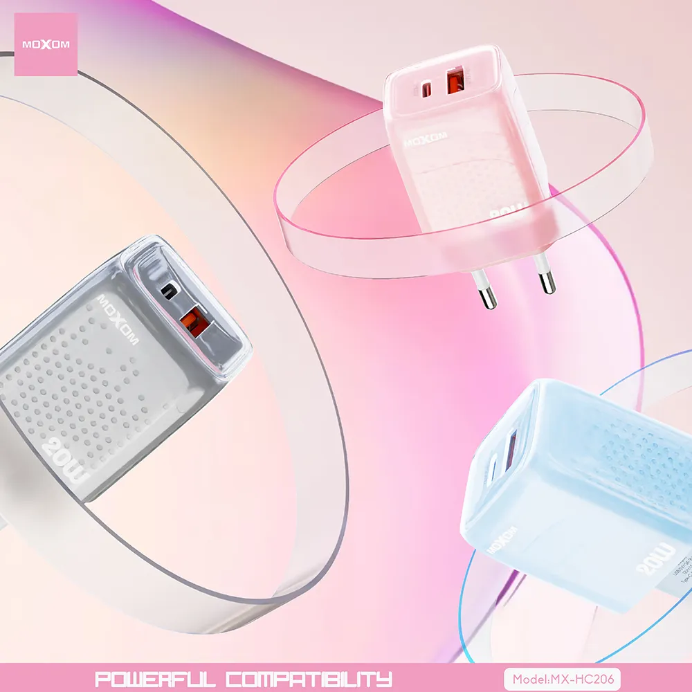 Kucni punjac Moxom MX-HC206 18W PD 20W FAST Type C na Type C sivi