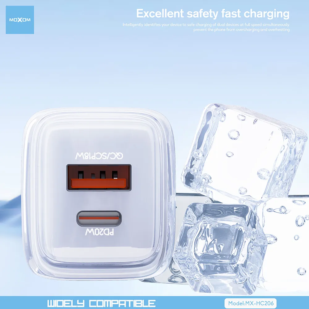 Kucni punjac Moxom MX-HC206 18W PD 20W FAST Type C na Type C sivi