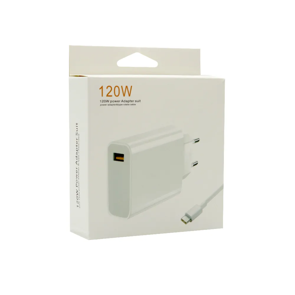 Kucni punjac Super Fast 120W GaN 6A USB sa USB A na Type C kablom beli