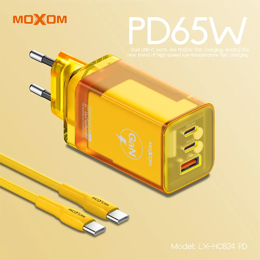 Kucni punjac MOXOM LX-HC824 60W PD Type C na Type C narandzasti