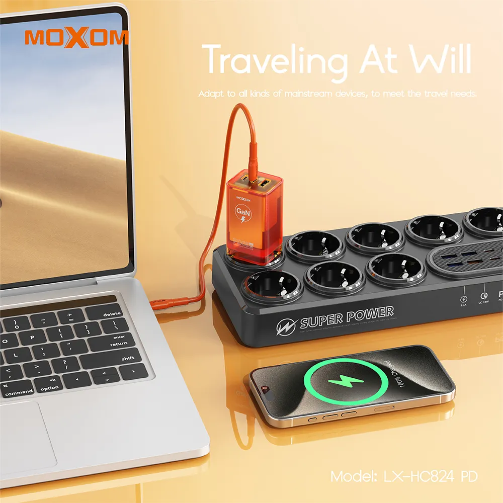 Kucni punjac MOXOM LX-HC824 60W PD Type C na Type C narandzasti