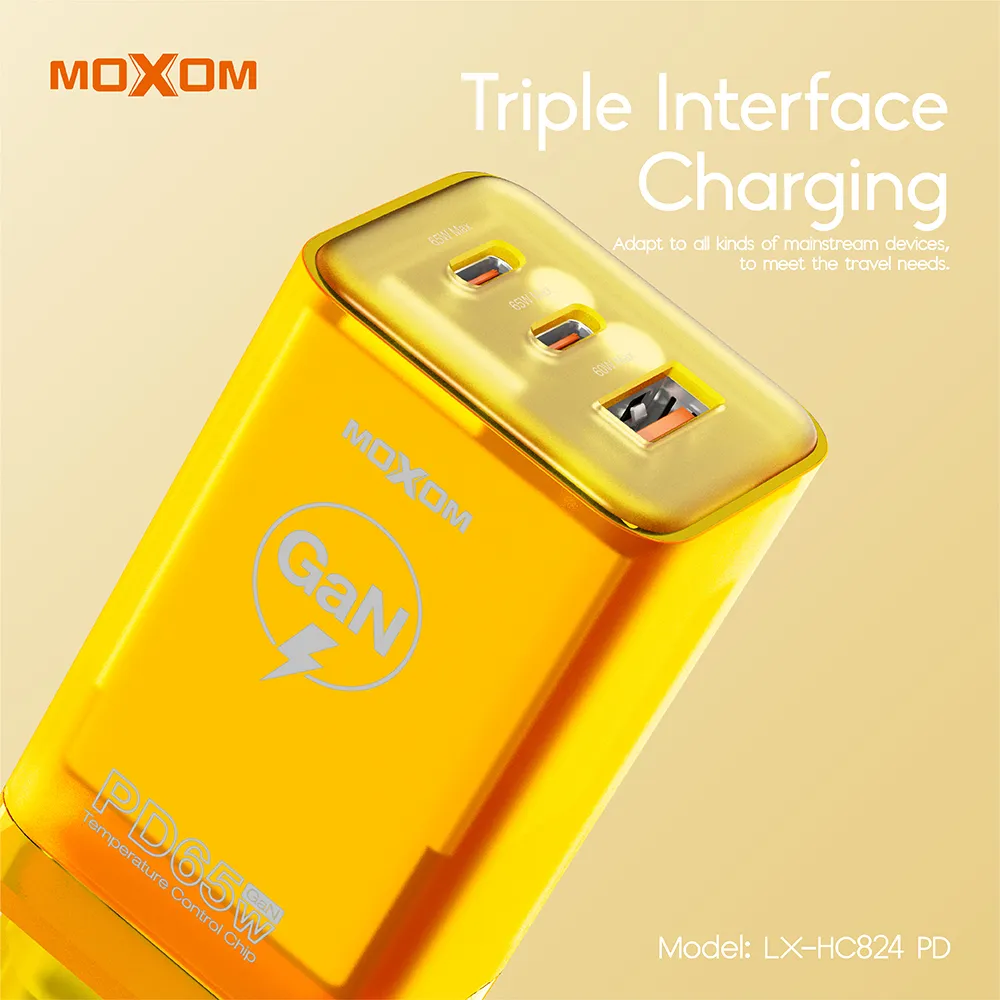 Kucni punjac MOXOM LX-HC824 60W PD Type C na Type C narandzasti