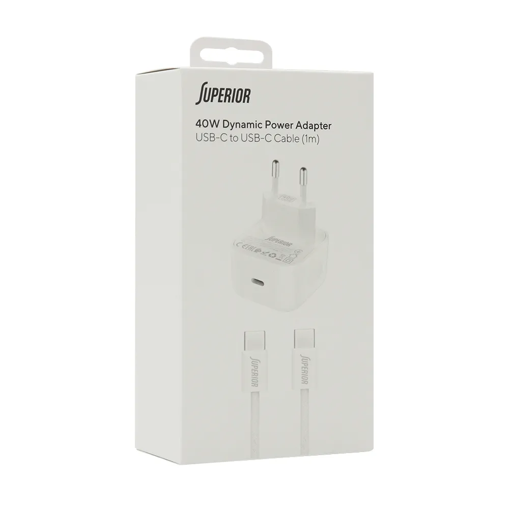 Kucni punjac Superior SU-2801 40W Dynamic Power Adapter 60W Max Type C na Type C beli