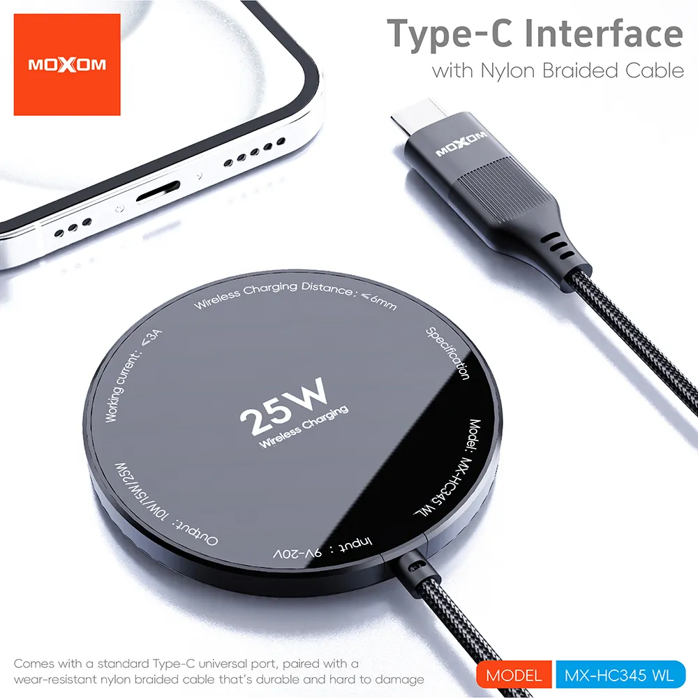 Bezicni punjac Magsafe MOXOM MX-HC345 WL 25W crni