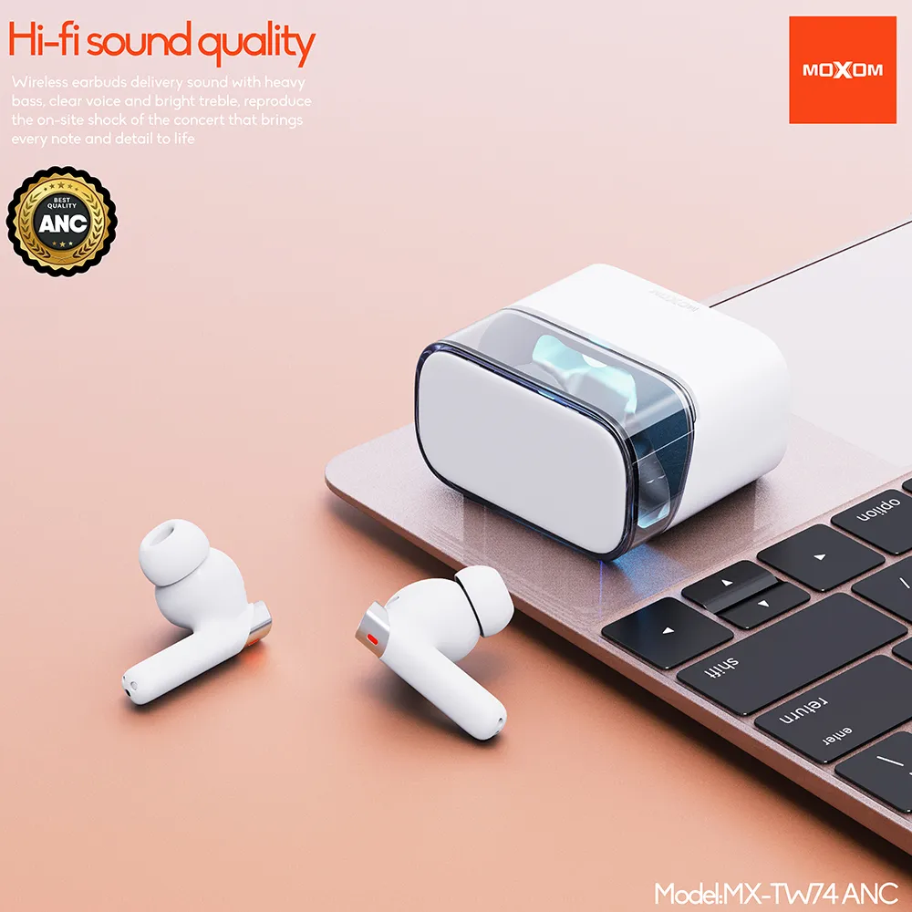Slusalice bluetooth Moxom MX-TW74 ANC bele