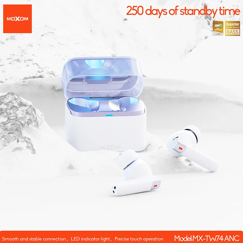 Slusalice bluetooth Moxom MX-TW74 ANC bele