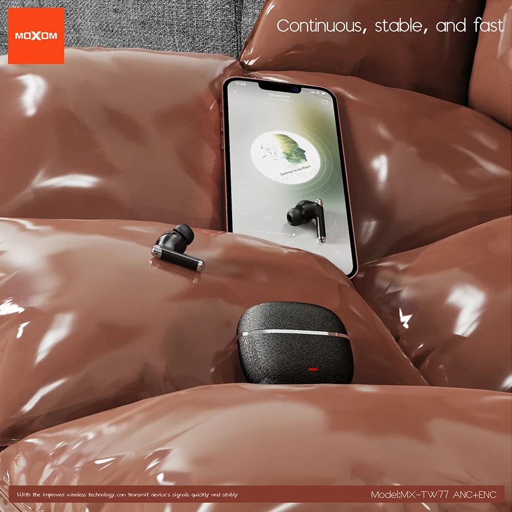 Slusalice bluetooth Moxom MX-TW77 ANC+ENC braon