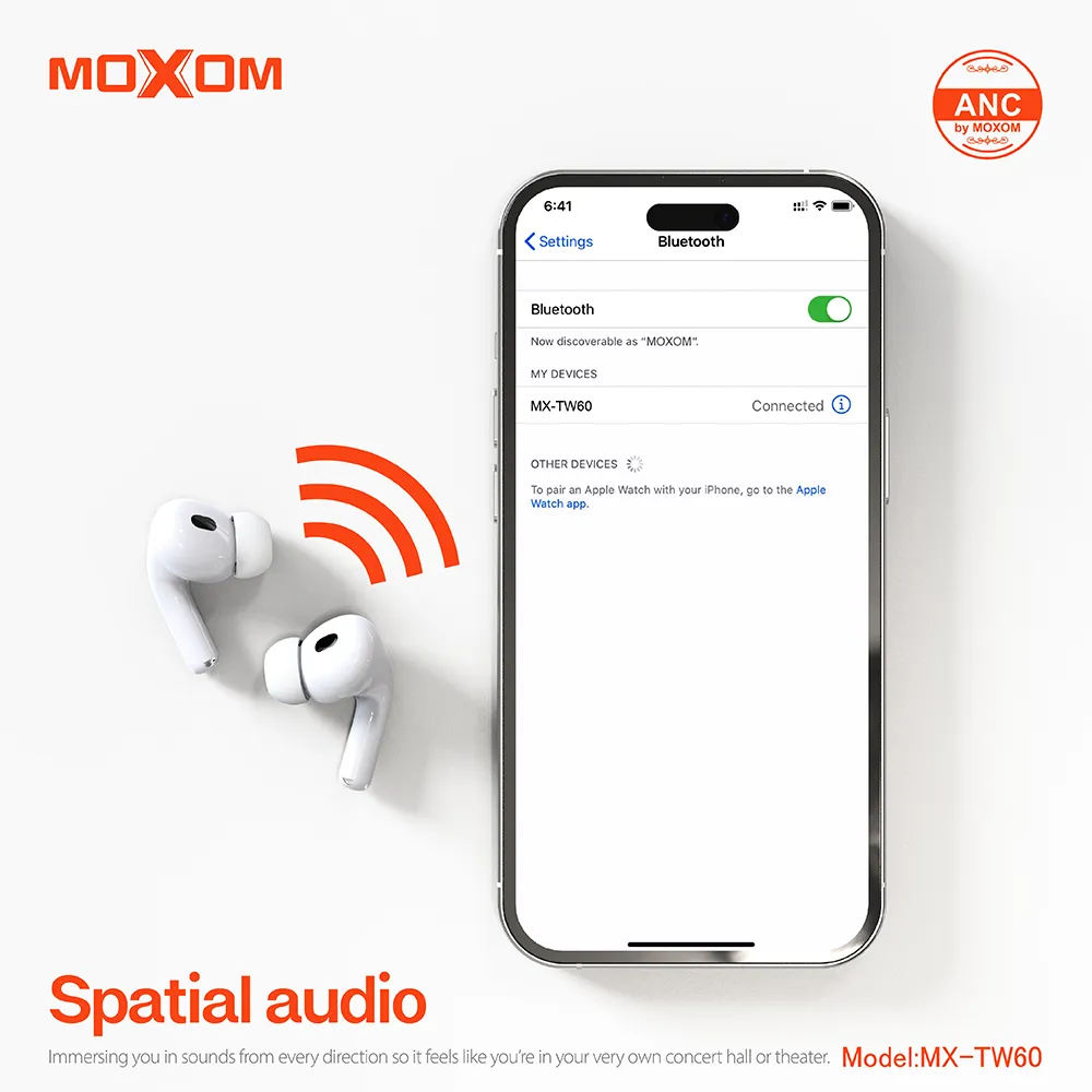 Slusalice bluetooth Moxom MX-TW60 ANC bele