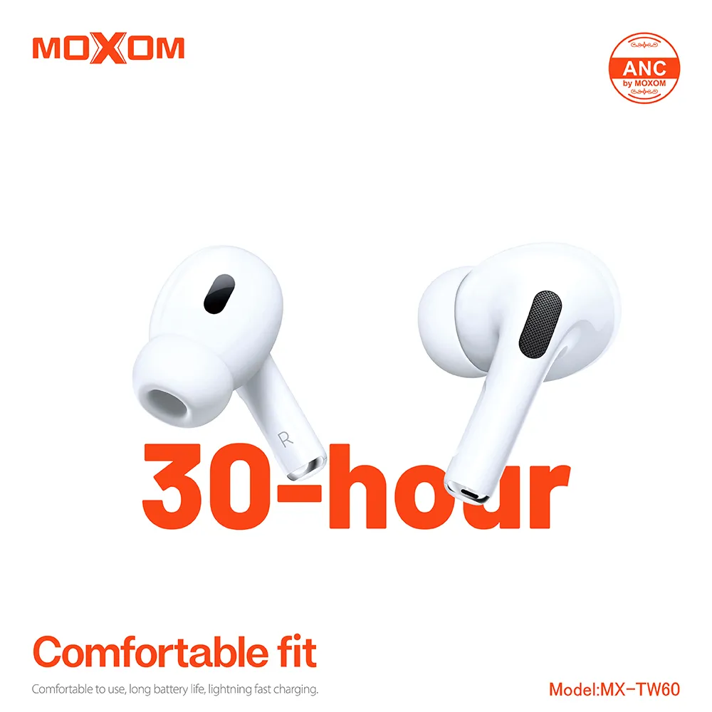 Slusalice bluetooth Moxom MX-TW60 ANC bele