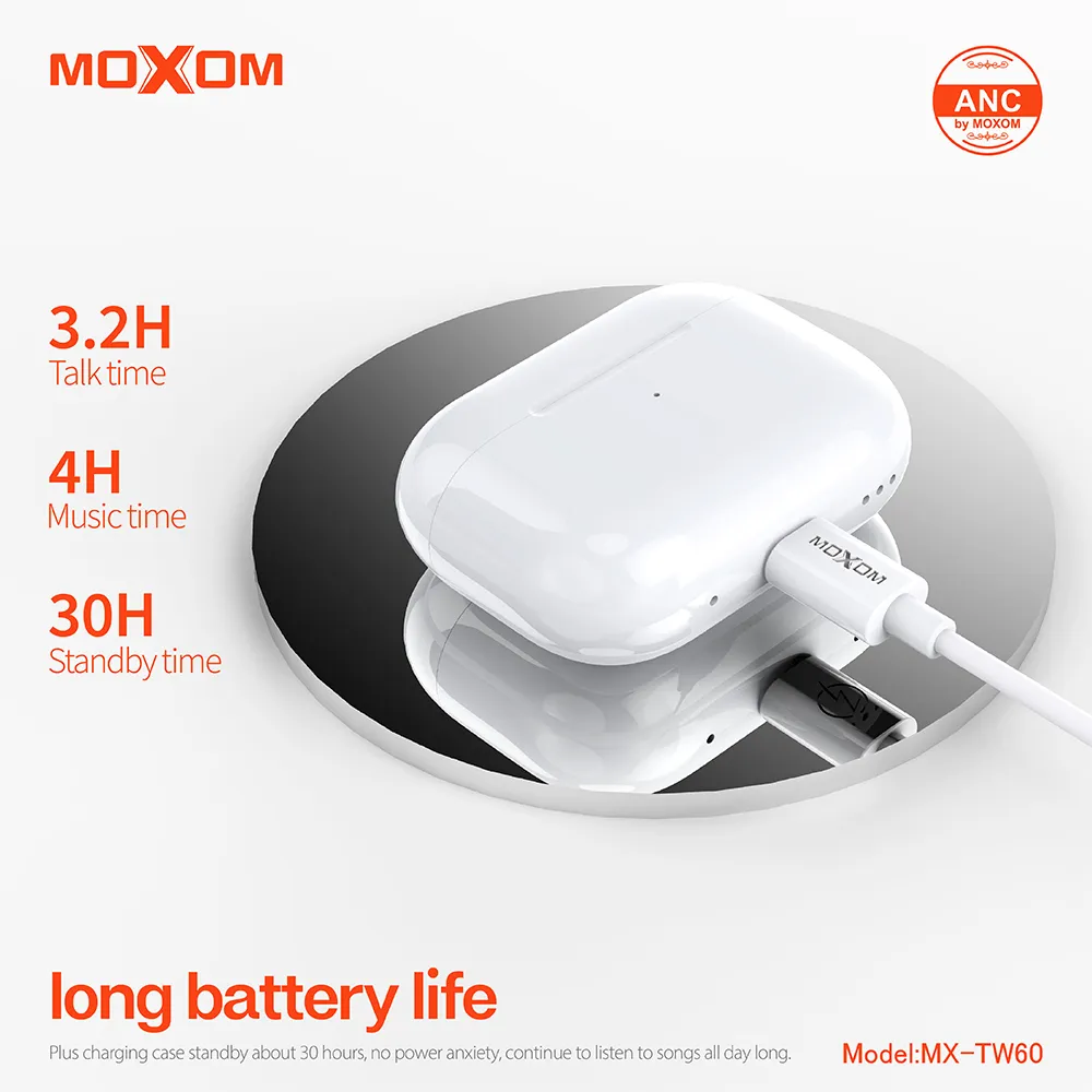 Slusalice bluetooth Moxom MX-TW60 ANC bele