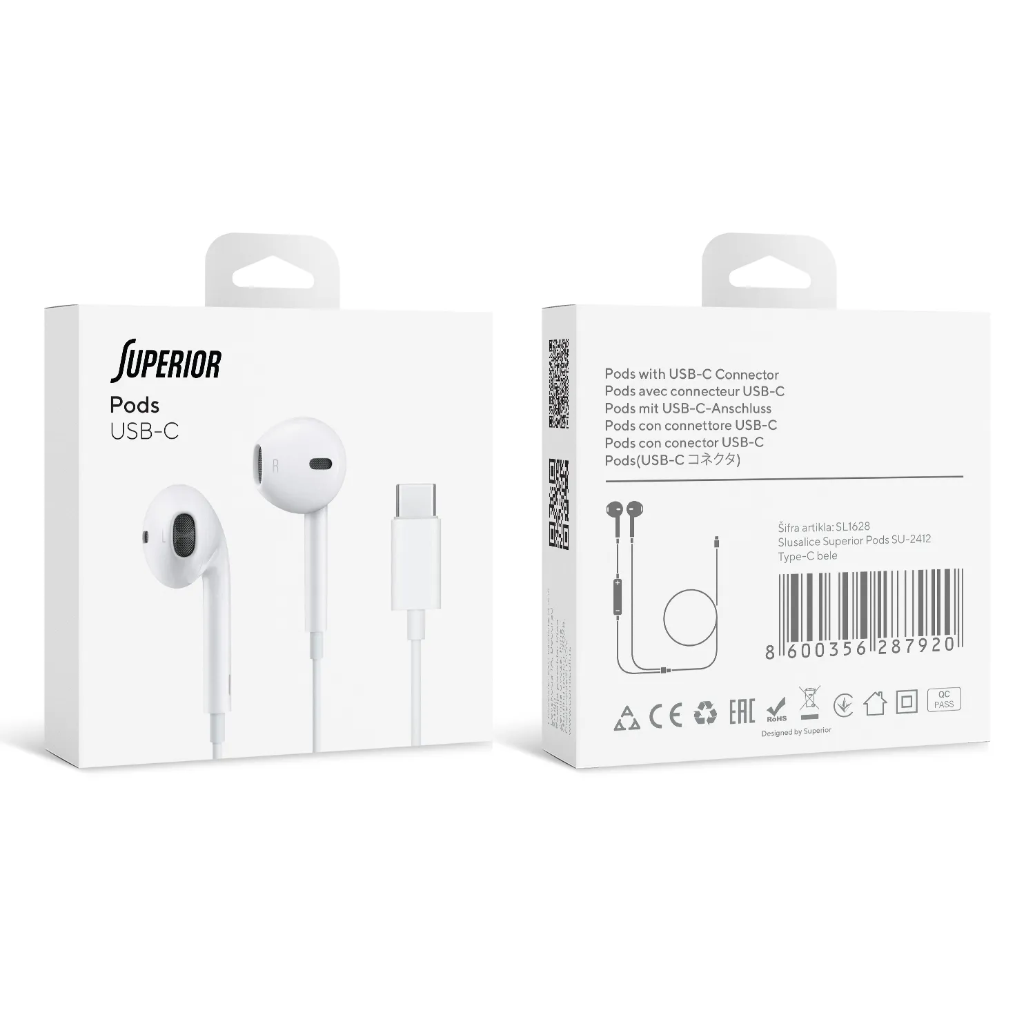 Slusalice Superior Pods SU-2412 Type-C bele