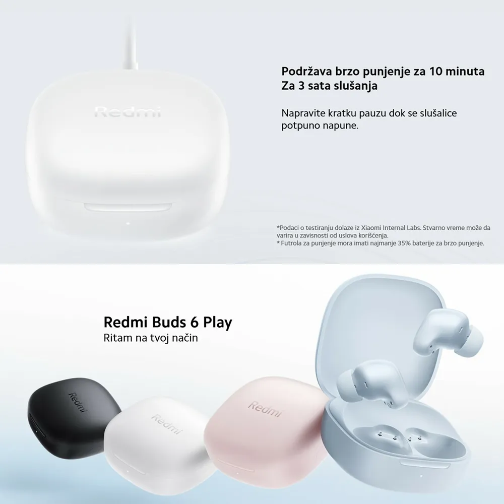 Slusalice XIAOMI Redmi Buds 6 Play Full ORG (BHR8775GL) roze