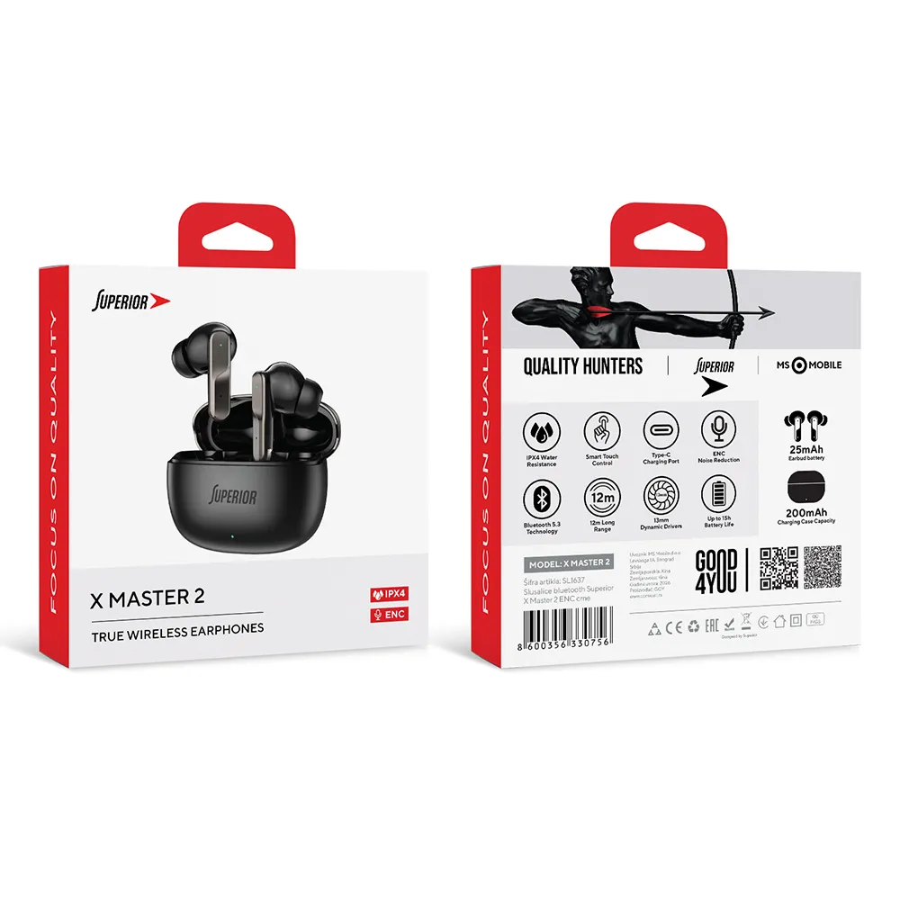 Slusalice bluetooth Superior X Master 2 ENC crne