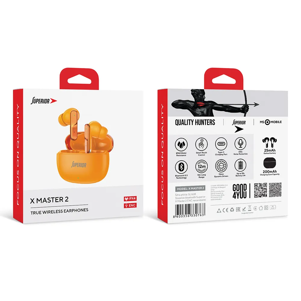 Slusalice bluetooth Superior X Master 2 ENC narandzaste