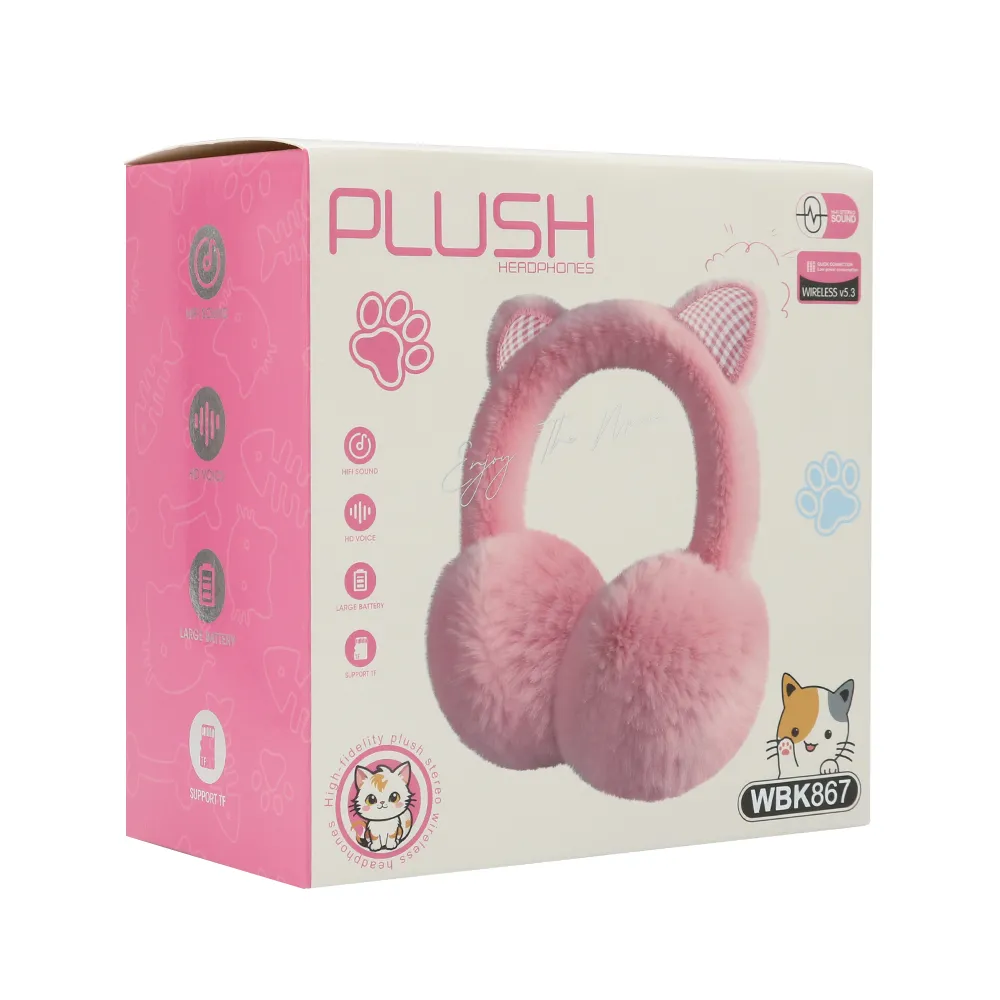 Slusalice BT PLUSH WBK867 roze