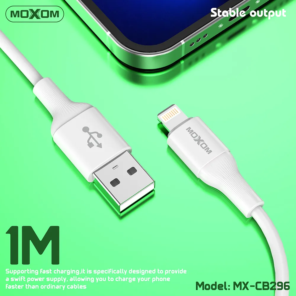 USB data kabal Moxom MX-CB296 3A Lightning beli
