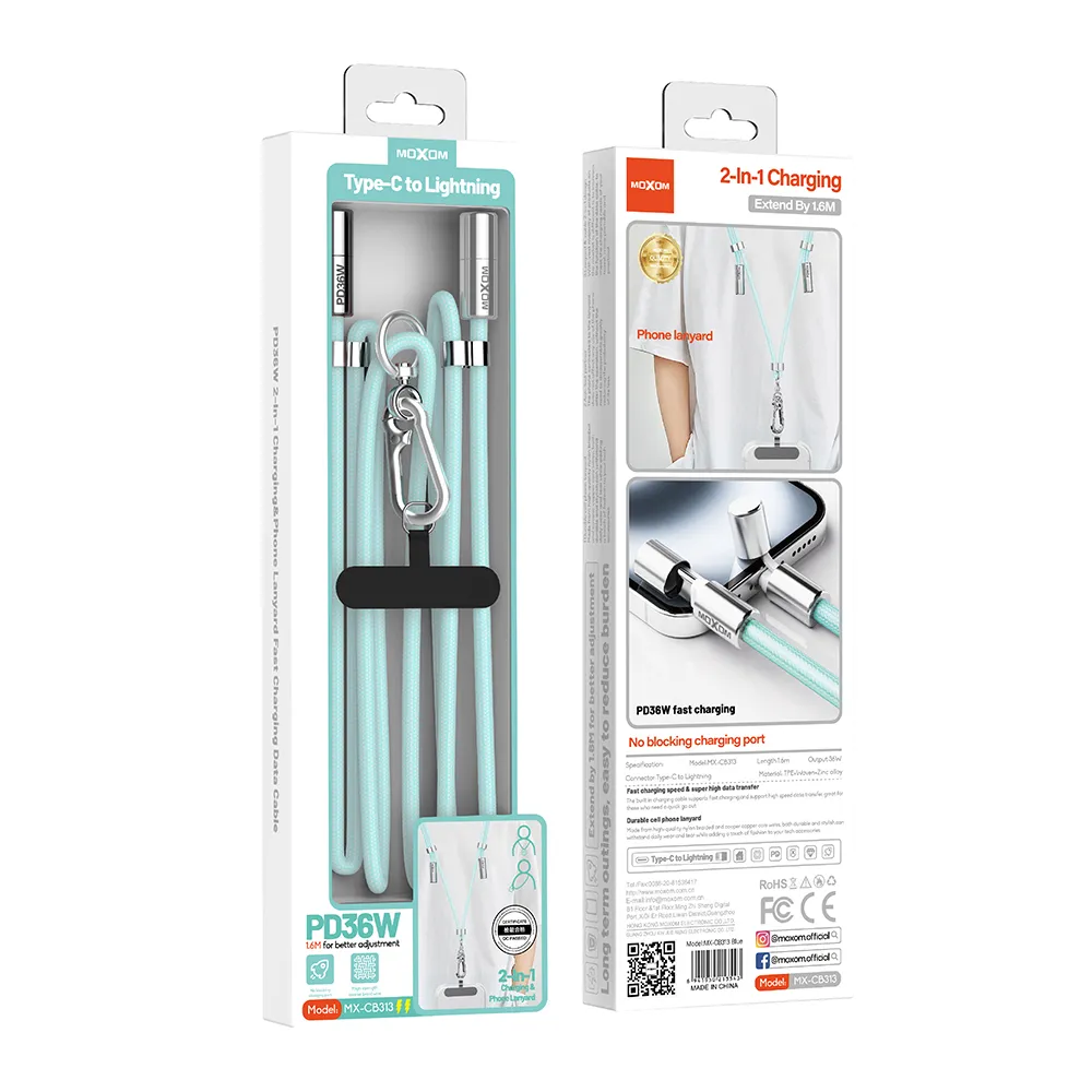 USB data kabal Moxom MX-CB313 Type-C to Lightning strap plavi