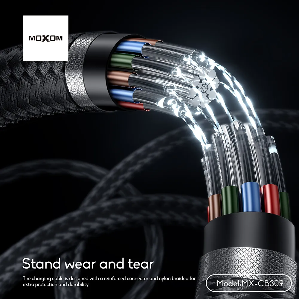 USB data kabal MOXOM MX-CB309 60W Fast Type-C na Type-C crni