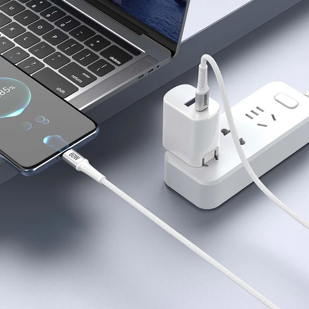 USB data kabal Superior SU-K151 pleteni Fast 60W 3A Type-C na Type-C 1m beli