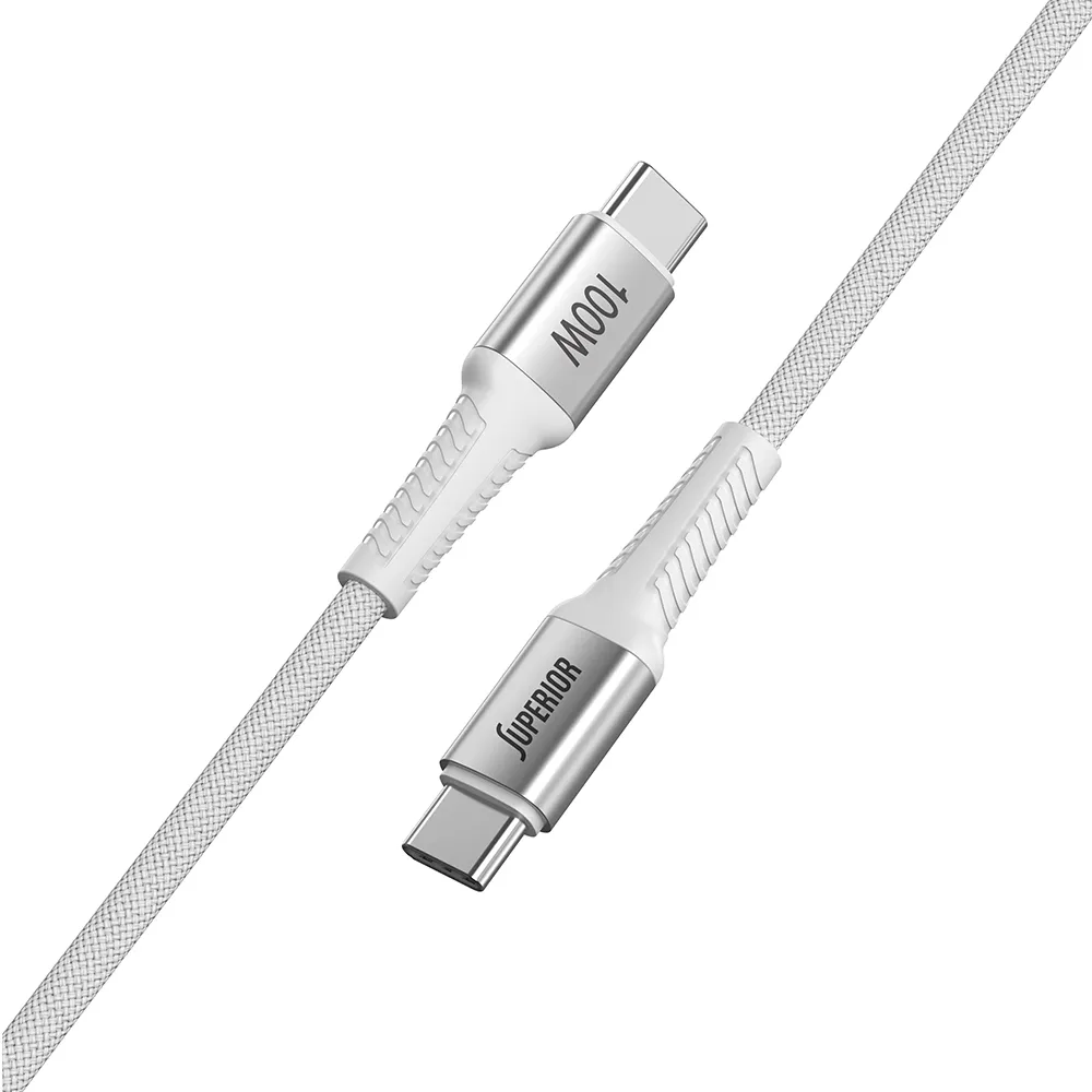 USB data kabal Superior SU-K152 pleteni Fast 100W 5A Type C to Type C 1m beli