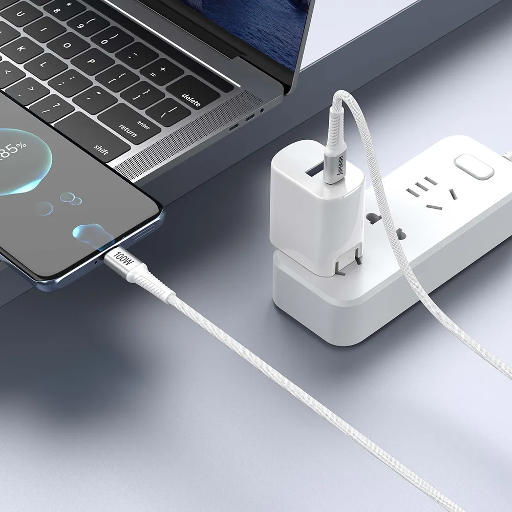 USB data kabal Superior SU-K152 pleteni Fast 100W 5A Type C to Type C 1m beli