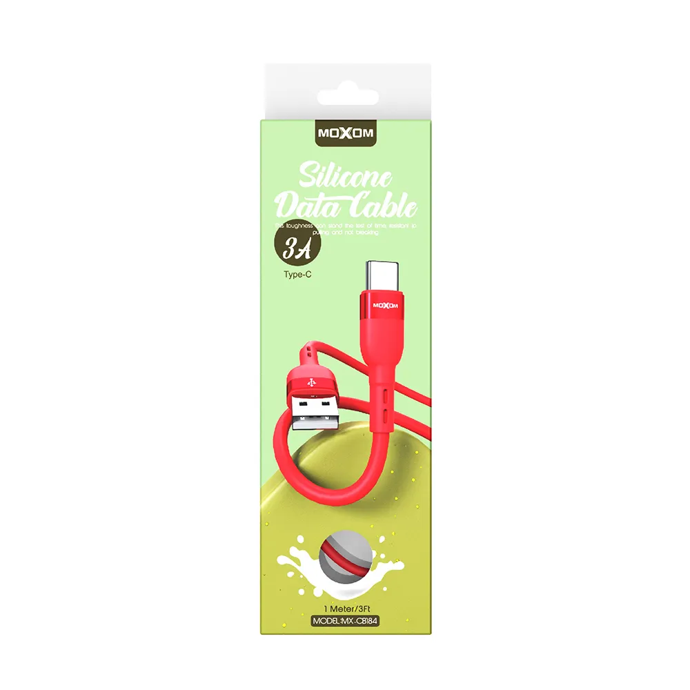 USB data kabal Moxom MX-CB184 silicone Type C 3A 1m crveni