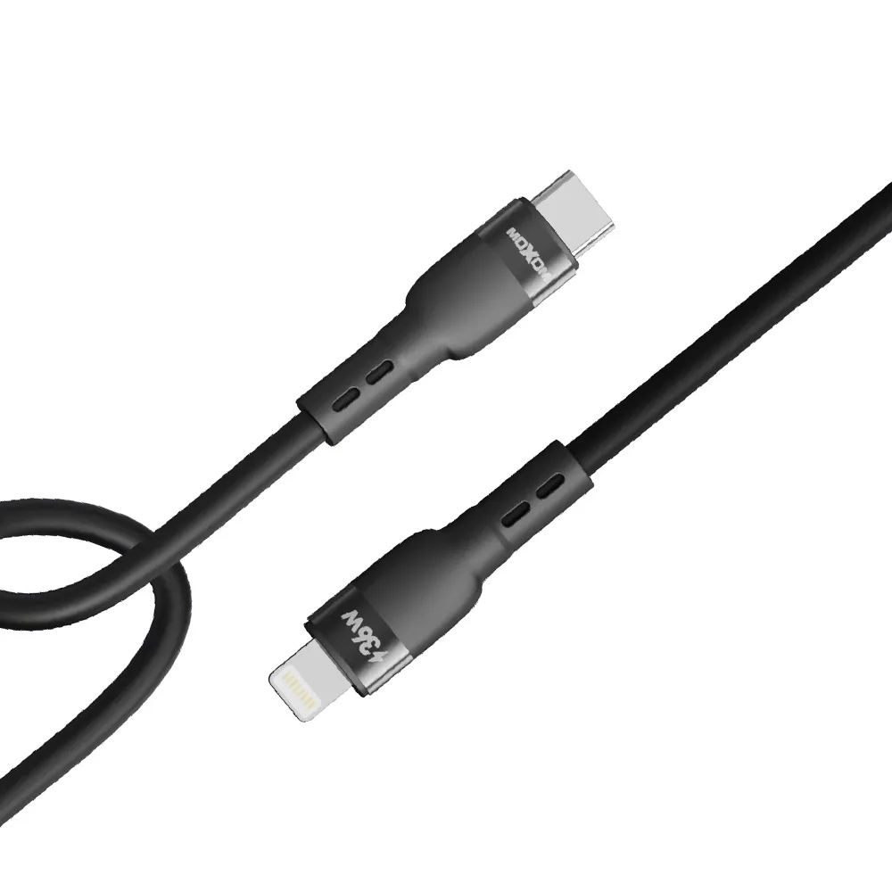 USB data kabal Moxom MX-CB185 silicone Type C na Lightning 36W 1m crni