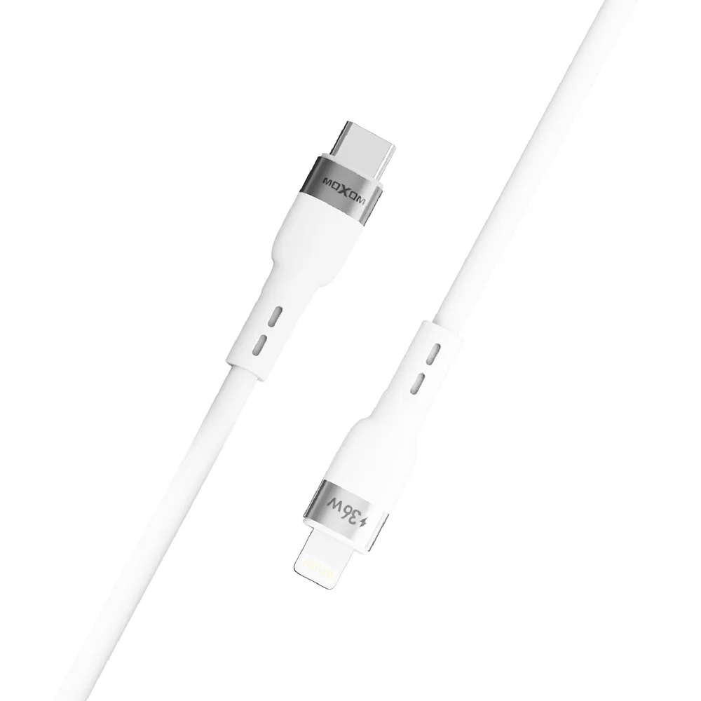 USB data kabal Moxom MX-CB185 silicone Type C na Lightning 36W 1m beli