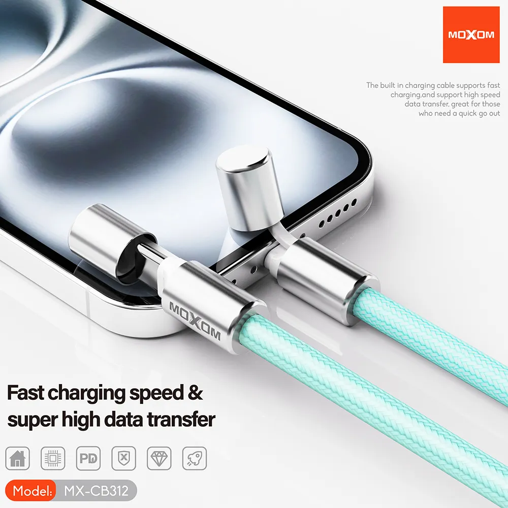 USB data kabal Moxom MX-CB312 Type C to Type C strap crni