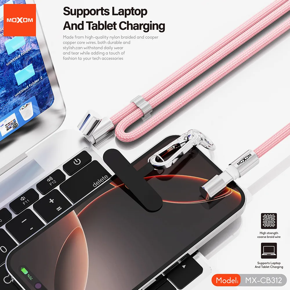 USB data kabal Moxom MX-CB312 Type C to Type C strap plavi