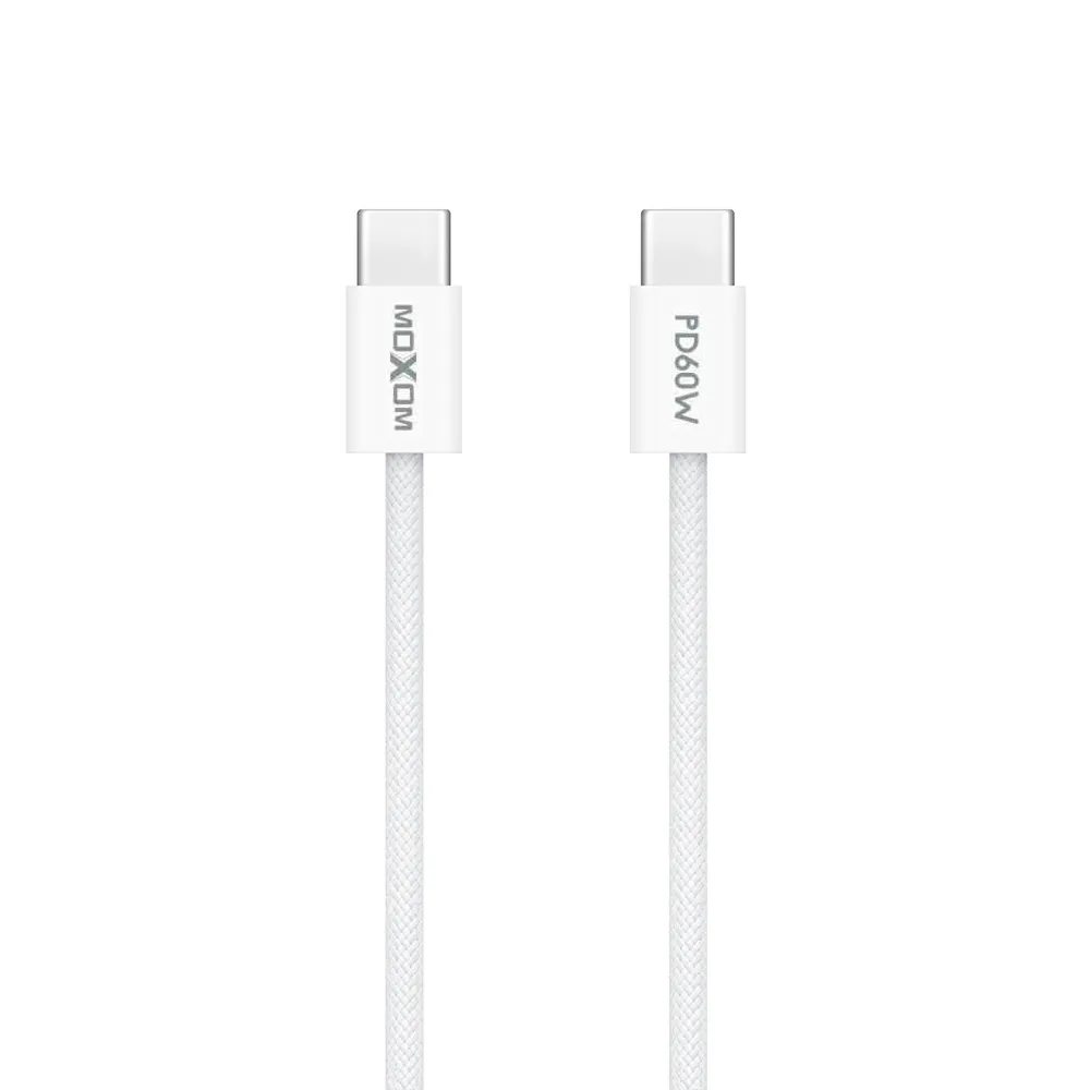 USB data kabal MOXOM MX-CB369 pleteni Fast 60W 3A Type-C na Type-C 1m beli