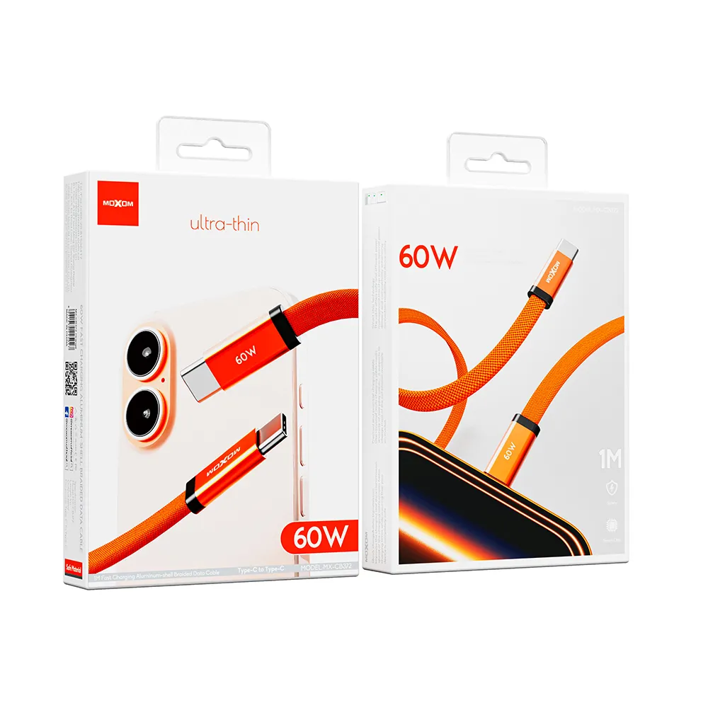 USB data kabal MOXOM MX-CB372 pleteni Fast 60W 3A Type-C na Type-C 1m beli