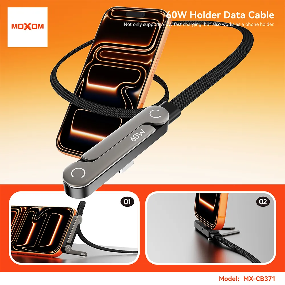 USB data kabal Moxom MX-CB371 60W Type C na Type C 1.2m crni