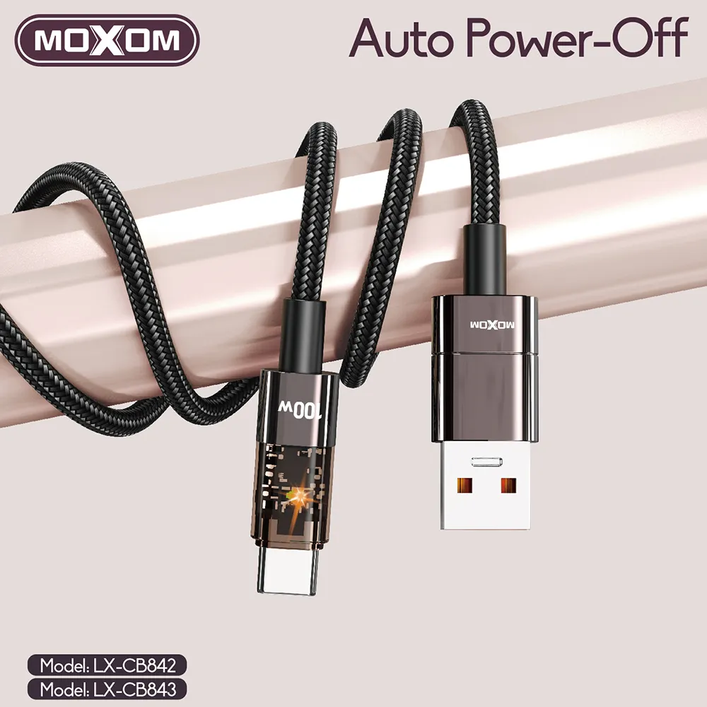USB data kabal Moxom LX-CB843 LED 100W Type C 1,2m crni