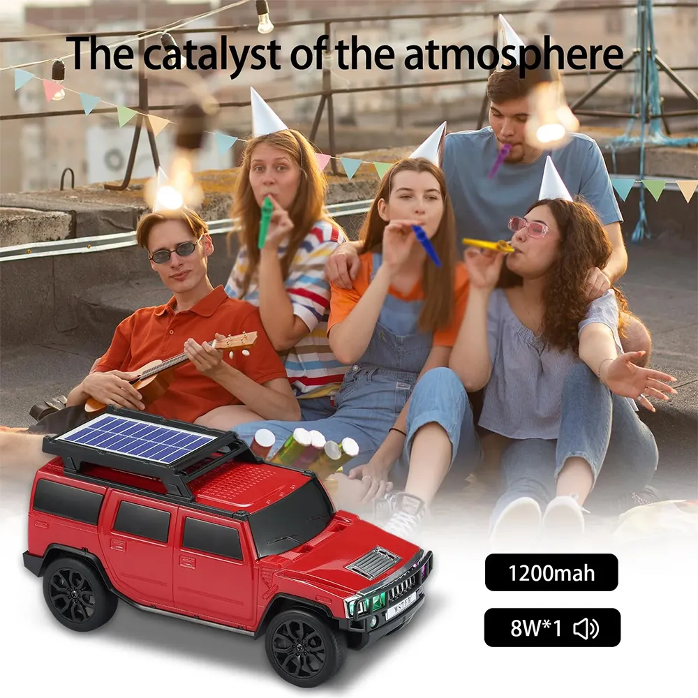 Zvucnik bluetooth WS-696 sa solarnim punjenjem auto crveni