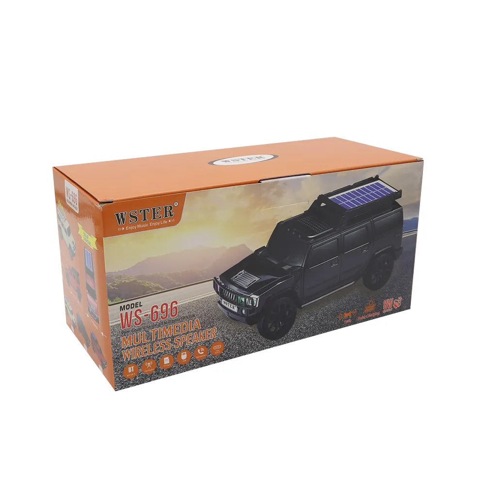 Zvucnik bluetooth WS-696 sa solarnim punjenjem auto crveni