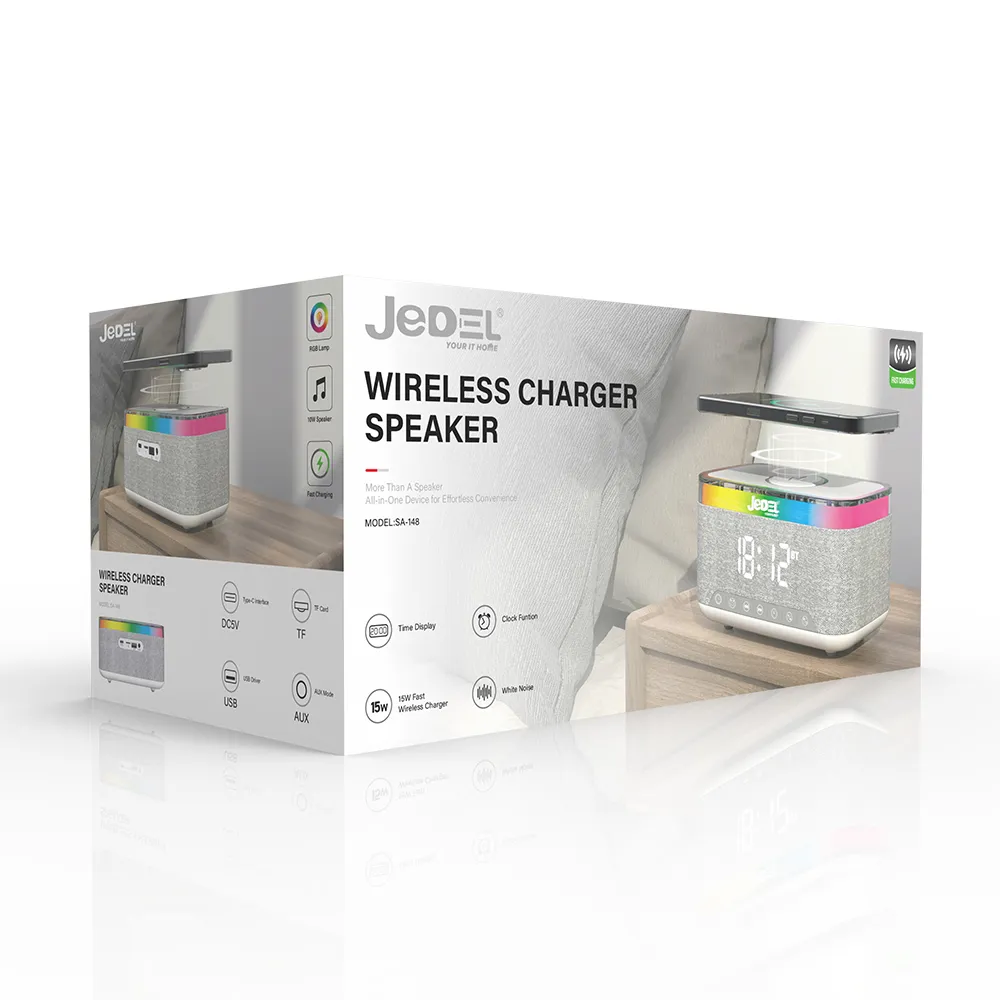 Zvucnik bluetooth + Bezicni punjac MagSafe BT RGB SA-148 sivi JEDEL