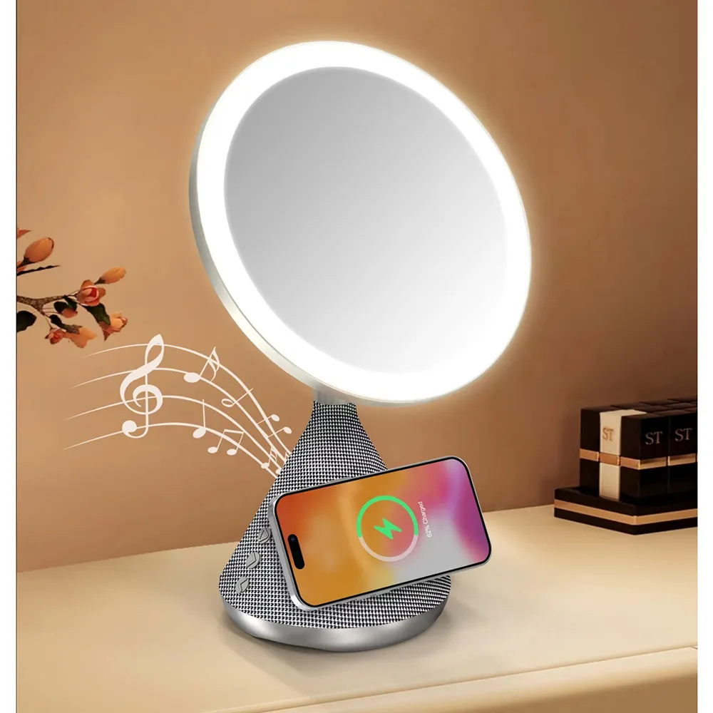 Zvucnik bluetooth + Ogledalo makeup + Bezicni punjac MagSafe SY-W02243 tamno sivi